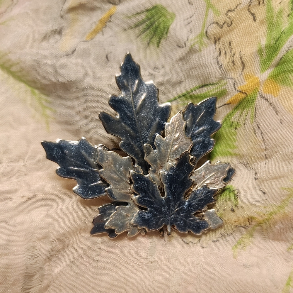 Elegant Blue Leaf Brooch